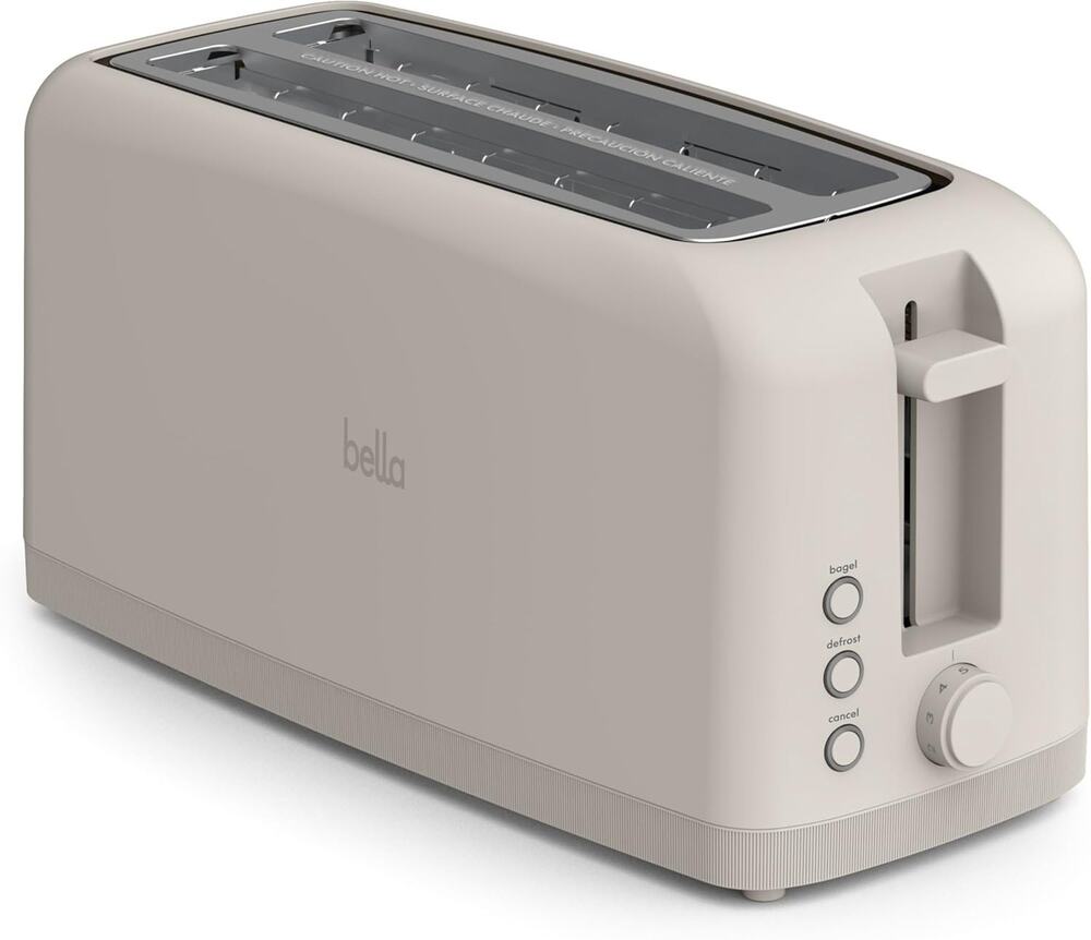 Bella Fits Anywhere Kitchen 4-Slice SLIM Toaster Oven X Long Wide Slots Beige NW